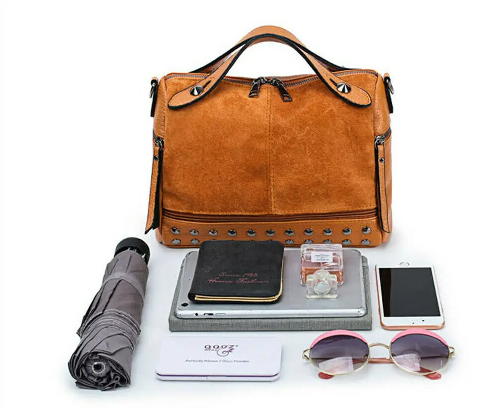Женская вместительная сумка через плечо, модная сумка-рюкзак для путешествий с заклепками, матовая Сумка-тоут, сумка-мессенджер, сумочка