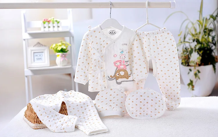 Baby's Sets Baby Clothing cheap Organic cotton baby 5 pieces sets infants clothing gift box Newborn baby clothes sets hot new