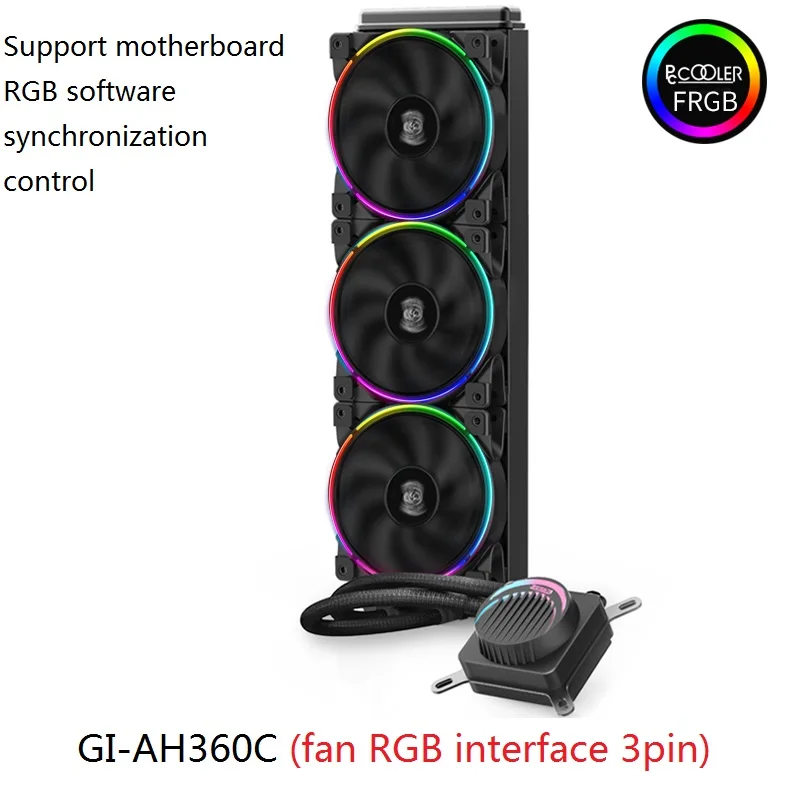 Pccooler GI-AH360C cpu жидкостный охладитель водяного охлаждения 12 см RGB тихий вентилятор для AMD AM4 AM3 intel LGA 2011 2066 1155 1156 cpu Радиатор - Цвет лезвия: GI-AH360C FRGB