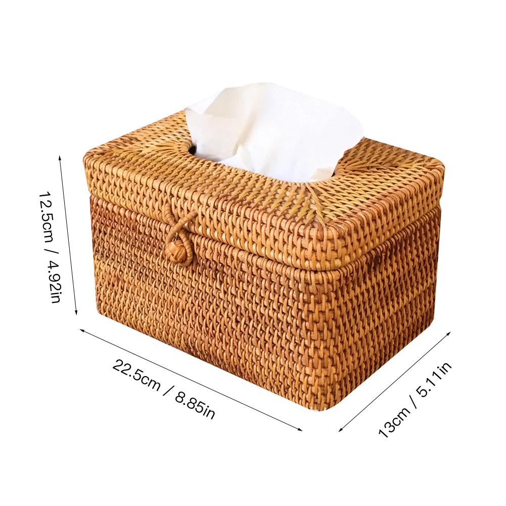 Paper Rack Rattan Tissue Box Elegant Home Decoration Handmade Desktop Tissue Container Napkin Storage Case