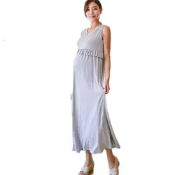2019 Новая мода платье для беременных; Материнство Одежда Грудное вскармливание летнее платье длинные платья без рукавов беременная женщина