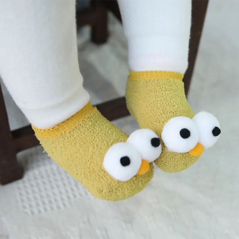 Милые детские носки с большими глазами мягкие Нескользящие весенне-осенние милые носки для малышей удобные носки-тапочки для малышей подходит для От 0 до 3 лет