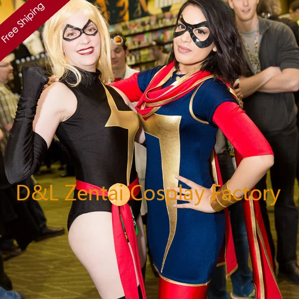 Бесплатная доставка DHL костюм супергероя Marvel Kamala Khan и Carol Danvers для Хэллоуина