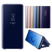 Mirror View Smart Flip Case For Samsung Galaxy S9 C8 C10 J7 Nxt Note 8 S8 S7 Edge J4 J6 J8 A6 2018 Stand Leather Case Cover