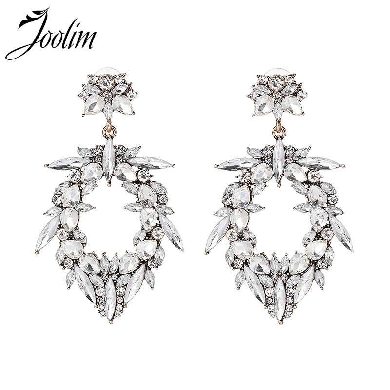 

JOOLIM Charming Clear Crystal Flower Dangle Earring Statement Earring For Party Wholesale
