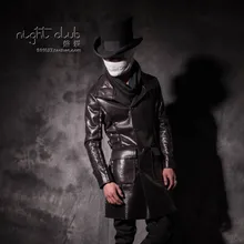 Мужская тонкая куртка с отложным воротником кожаная мужская одежда средней длины тонкая талия плюс бархатная термо лакированная кожа