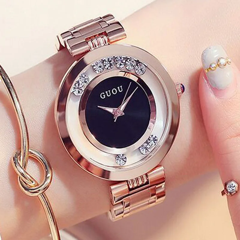 GUOU Wrist Watches Women Watches Luxury Quicksand Casual Relogio Femino Time Clock Rhinestone Lady Wrist Watches