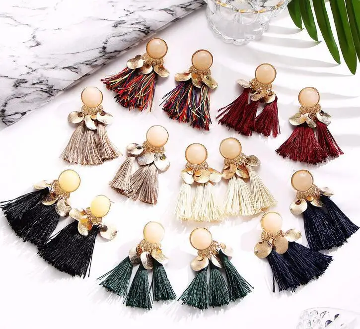 

Long Drop Dangle Fringe Earrings Vintage Women Tassel Earrings 9 Colors Boho Statement Brand Jewelry Female Accessories