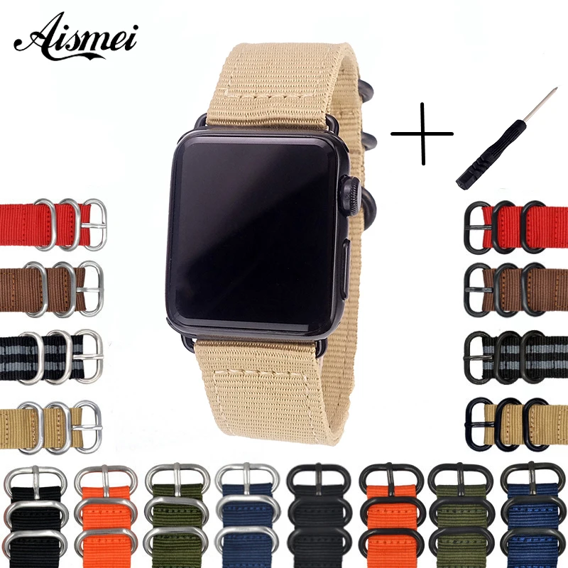 Hot Nato Nylon Watchband for Apple Watch Band Series 3 2 1 Sport Bracelet belt 42 mm 38 mm Strap