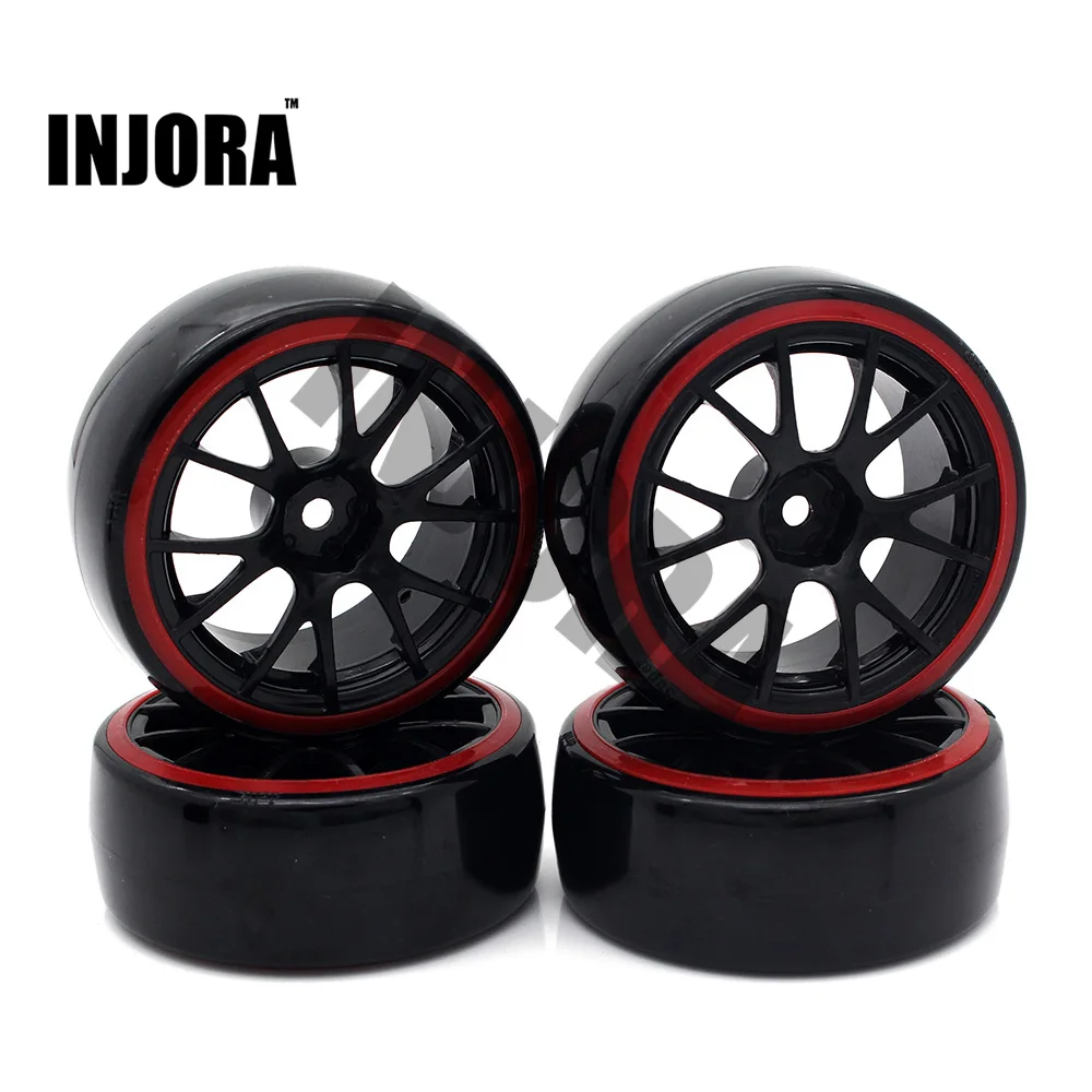 

INJORA 4Pcs 1/10 Drift Car Tires Hard Tyre for Traxxas Tamiya HPI Kyosho On-Road Drifting Car