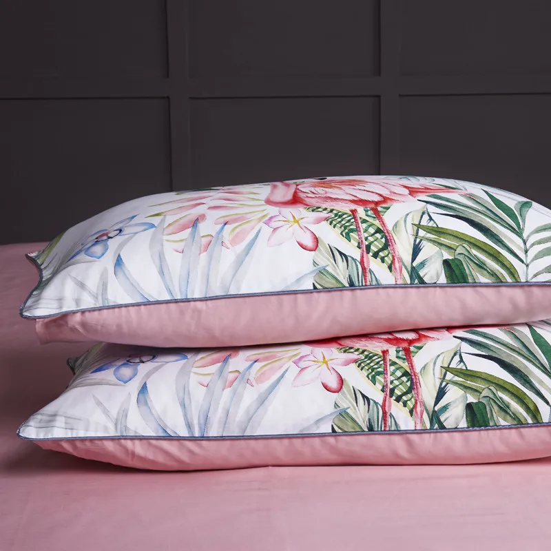 Bonenjoy комплект постельного белья из египетского хлопка, роскошный пододеяльник с Фламинго размера queen, цифровая печать, 60 S, длинный хлопковый комплект постельного белья
