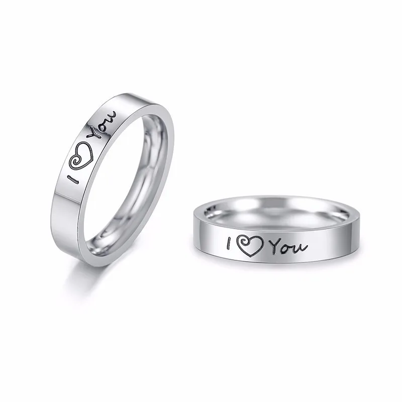 Vnox 4 мм I LOVE YOU свадебные кольца для мужчин и женщин из нержавеющей стали Элегантное сердце пара группа юбилей для влюбленных Gfit