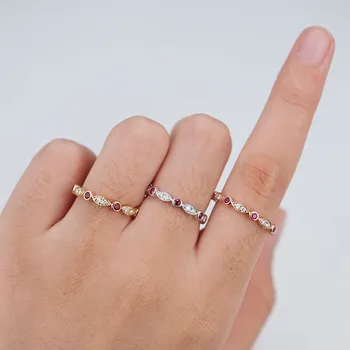 

Huitan Simple Ring For Girl Birthday Gift Three Different Color Available Minimalist Cute Ring With Mini CZ Stone For Women