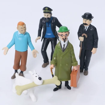 

5pcs/set Anime Cartoon The Adventures of Tintin Cute Figure Model Toys