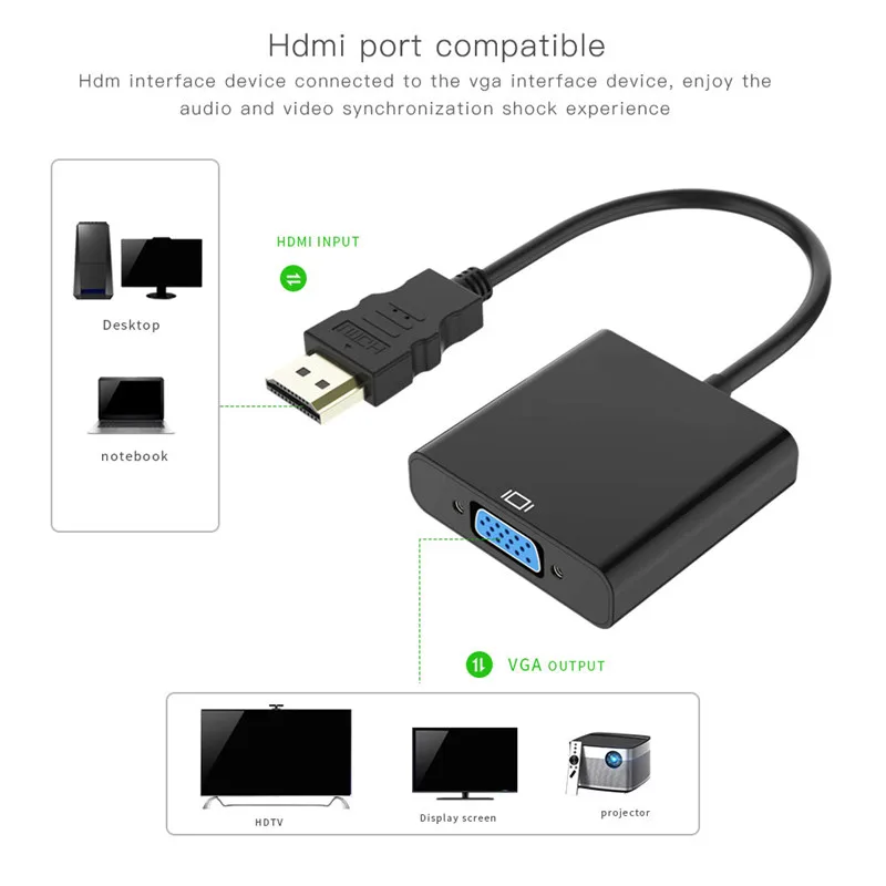 كامل HD 1080 P HDMI لمحول VGA الرقمية إلى التناظرية محول كابل ل Xbox PS4 PC TV Box محمول إلى العارض جهاز عرض HDTV