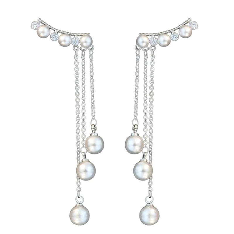 New Mode Style Temperament Hypoallergenic Tremella Nail Long Tassel Earrings Female Pearl Pendant Dangle Personality | Украшения и