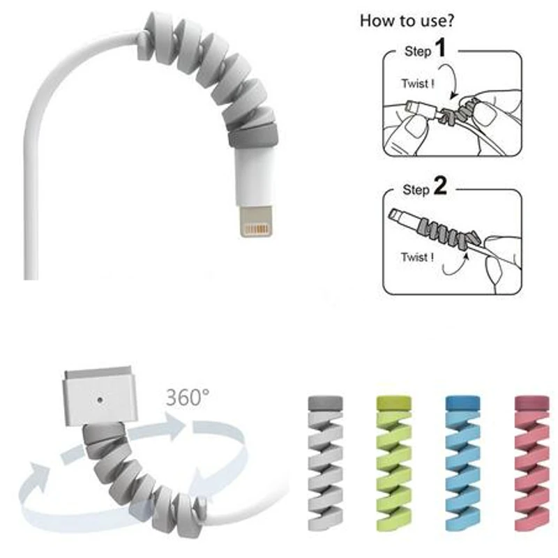Dehyaton, 1 шт., спиральная трубка, защита для кабеля, намотка провода, шнур, органайзер, держатель, защита кабеля, протектор для iPhone, samsung, xiaomi, кабель