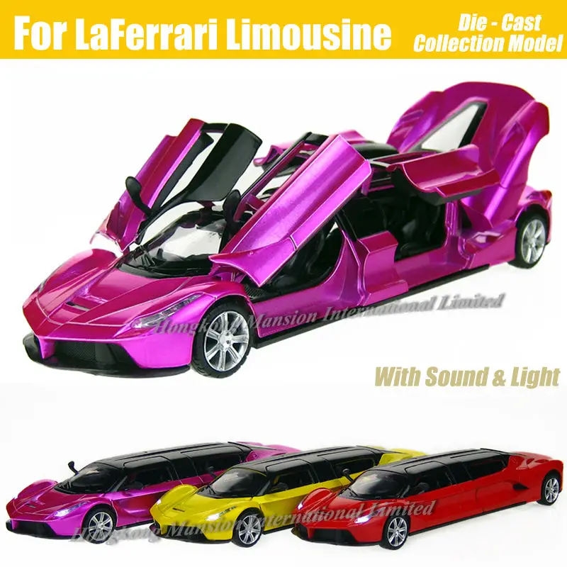 

1:32 Scale Diecast Metal Luxury Super Sports Car Model For LaFerrari Limousine Extended Collection Vehicle Sound Light Toys Car