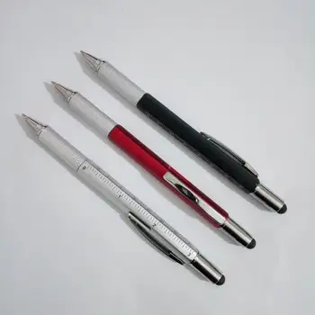

200pcs/lot aluminum Multifunction Tool Ballpoint Pen Screwdriver Ruler Spirit Level With A Top And Scale Metal Pen