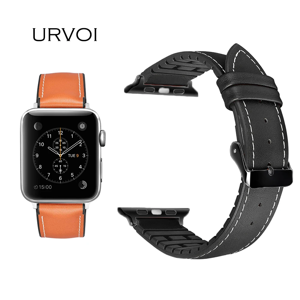 URVOI ремешок для Apple Watch series 4 3 2 1 кожаный iwatch ремень высокое качество дышащий ТПУ