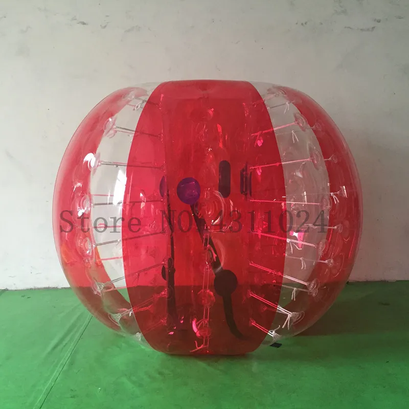 Шар мяч для футбола диаметр 5'(1,5 м) надувной бампер пузырьки шарики для взрослых пузырь футбол - Цвет: half red and clear