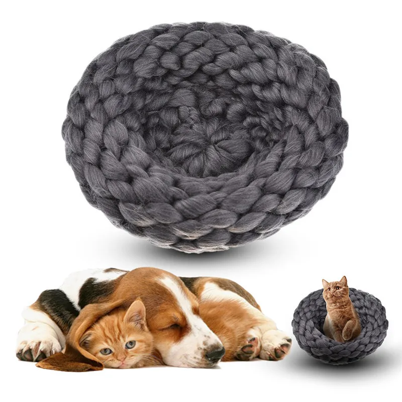 Woolen Cat Pet Nest Hand Knitting Cat Beds Thickening Wool Sleeping Bag