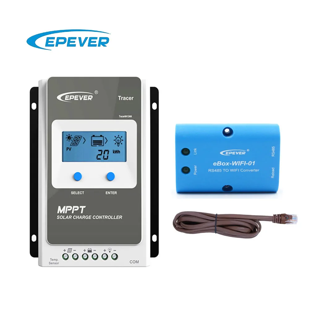 

10A 20A 30A 40A Tracer 1210AN 2210AN 3210AN 4210AN with eBox-WIFI-01 meter MPPT Solar Charge Controller WIFI APP
