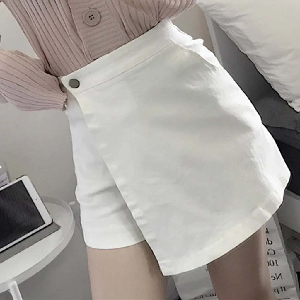 Горячие женские шорты женские, с высокой талией юбка шорты плюс размер летние повседневные сексуальные белые черные свободные короткие брюки Spodenki Damskie