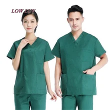 Женские летние мужские с v-образным вырезом с коротким рукавом униформа для медсестер брюки медицинский набор одежды короткий рукав хирургический костюм