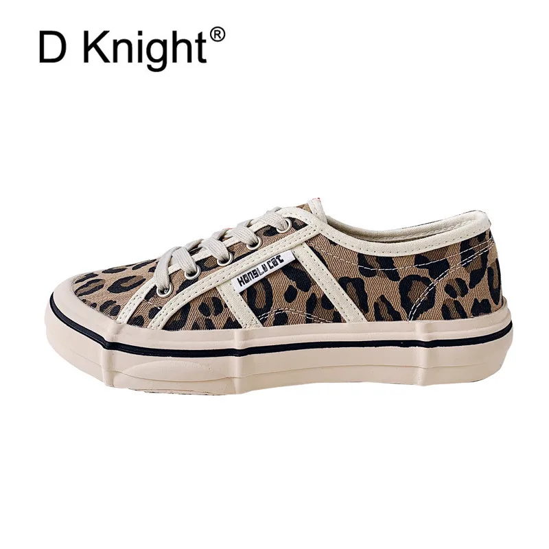 

2019 New Fashion Leopard Canvas Vulcanized Shoes Summer Autumn Women's Flats High Quality Sneakers Female Casual Platform Shoes