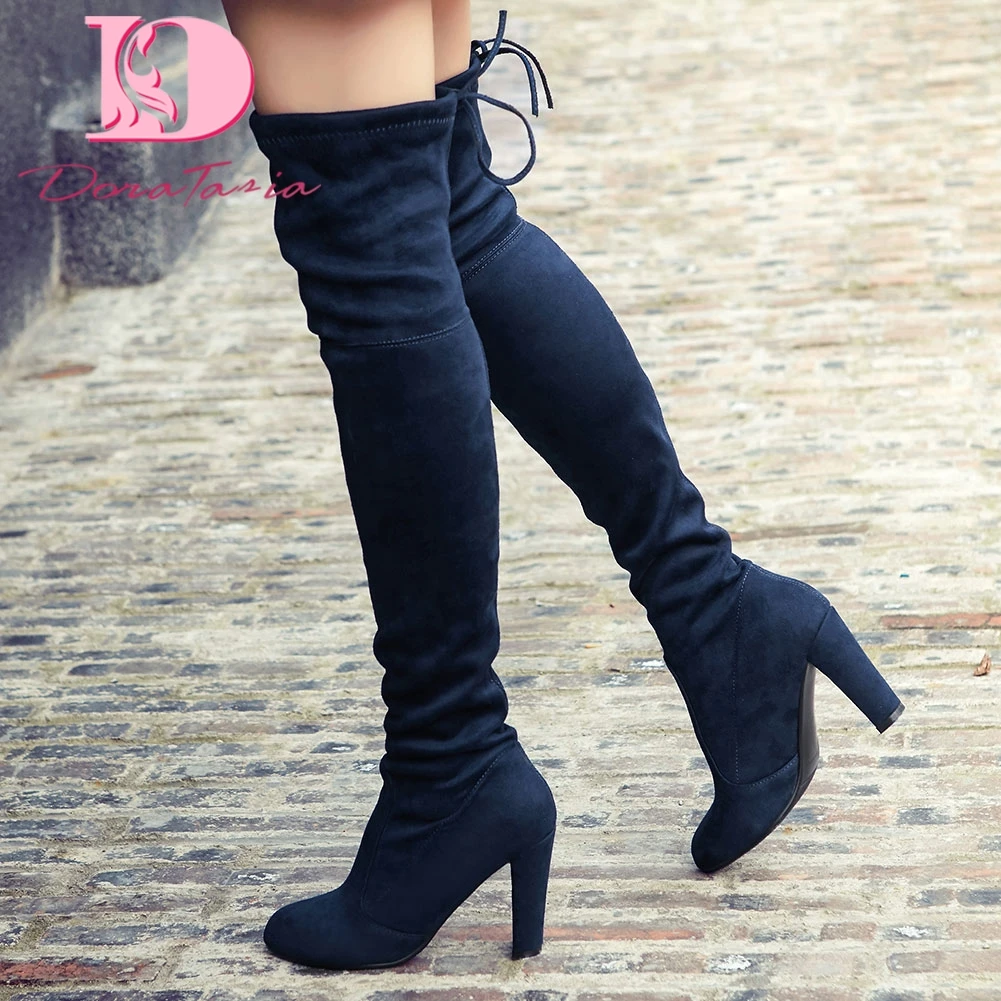 

Doratasia Brand new dropship Large Size 34-43 Fashion Shoes Woman Boots Winter sexy High Heels Over The Knee Boots Female Shoes