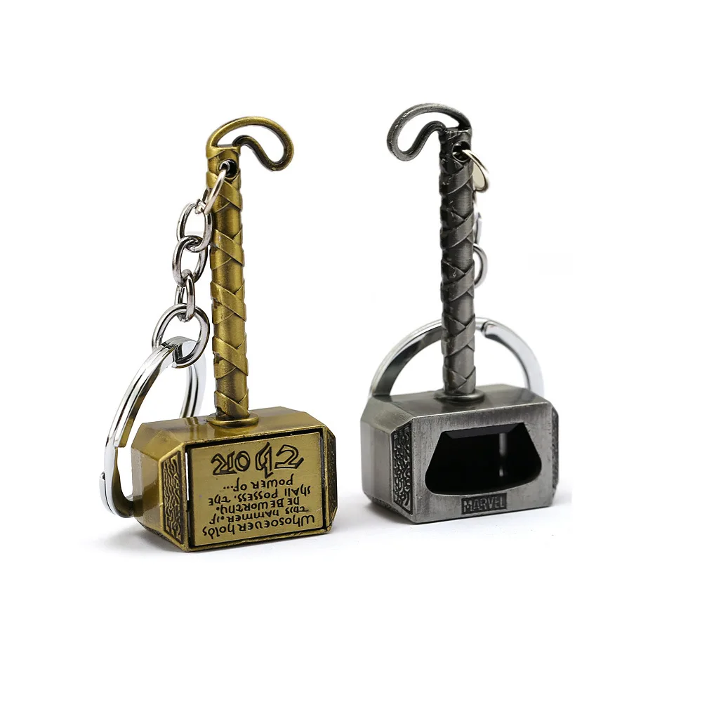 

The Avengers Thor Hammer Mjolnir Keychain Metal Beer Bottle Opener Key Ring Men Gifts Pendant Action Figure Cosplay Toys