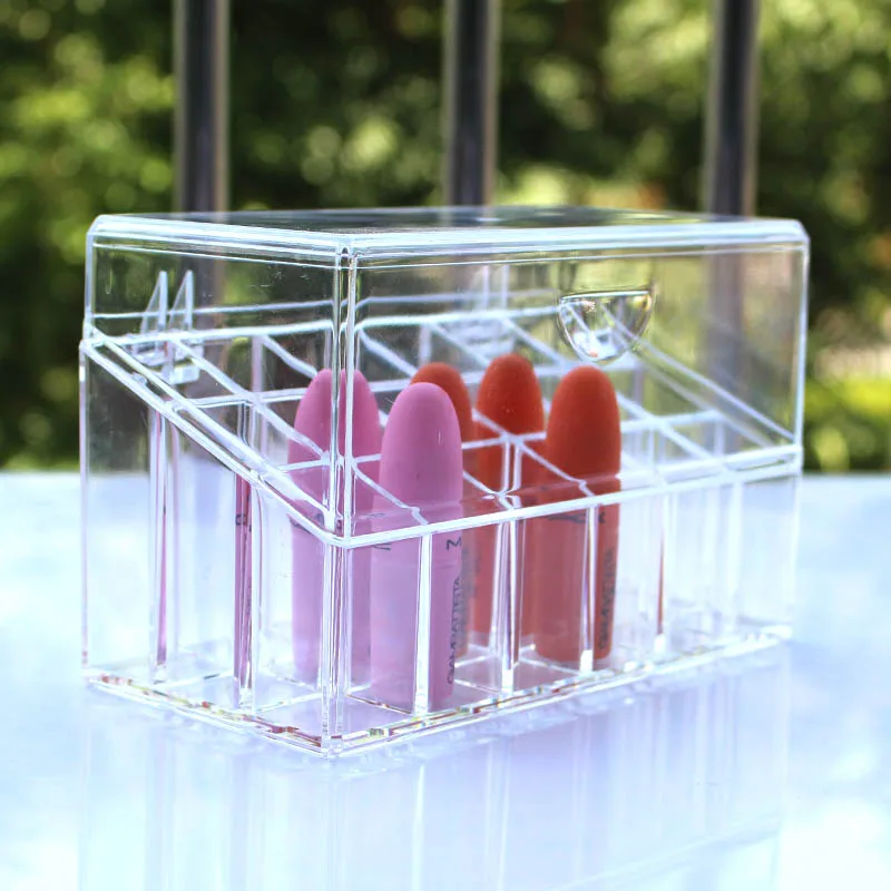

Acrylic Makeup Organizer Cosmetic Organizer Container Transparent Flip Lipstick Storage Box Makeup Box for Nail Polish Holder