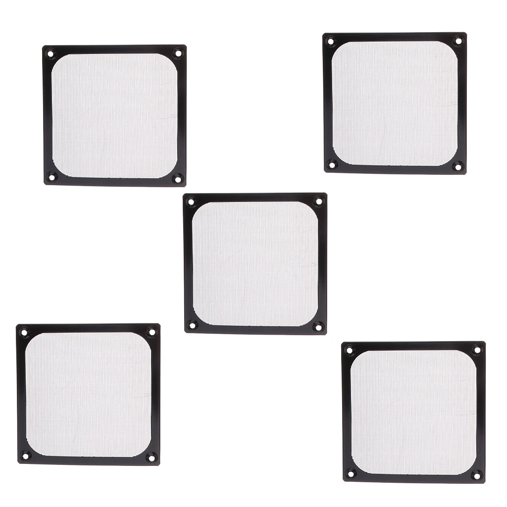 5 pack of PC Aluminum 120mm Computer Fan Cooling Dustproof Dust Filter Shield Case Aluminum Grill Guard Black