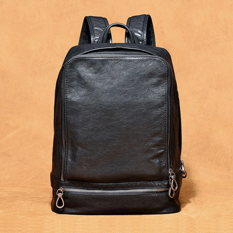 

Difenise Brand Luxury Men Backpack The first layer cowhide Vegetable tanned Genuine leather Solid OL Larger Capacity Backpacks