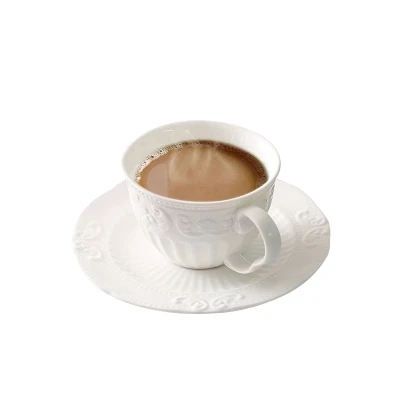 

Cafe Drinkware European 3d Relief Espresso Ceramic Cup Cappuccino Latte Coffee Cup Saucer Set Espresso Porcelain Mug