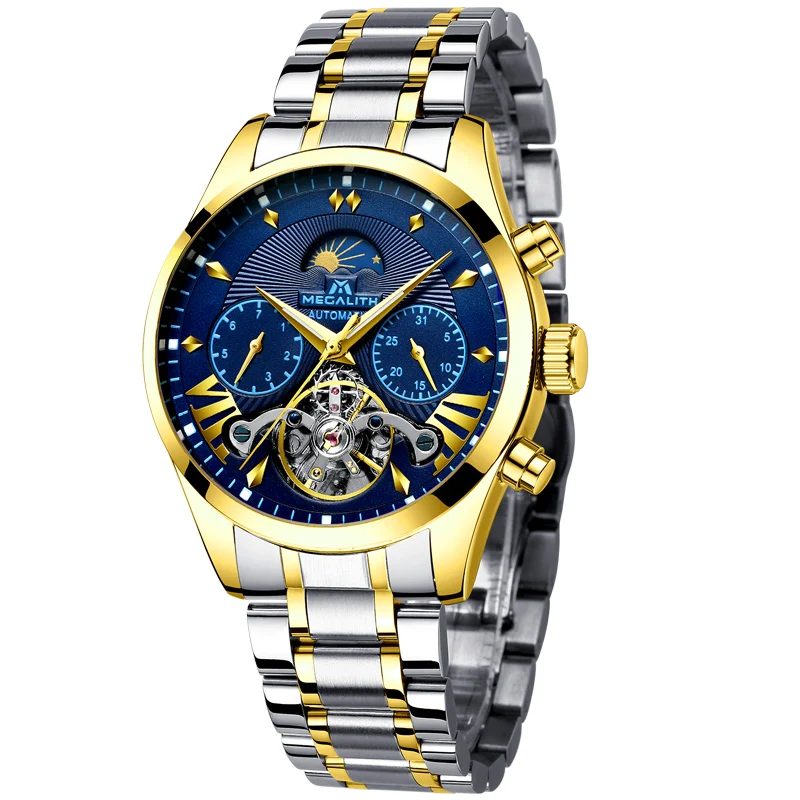 

MEGALITH Luxury Men's Watches Top Brand Sport Automatic Mechanical Mliltary Watch Waterproof Date Mens watches Relogio Mecanico