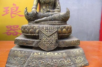 

24" Tibet Buddhism Temple Copper Bronze Gild Thailand Sakyamuni Buddha statue