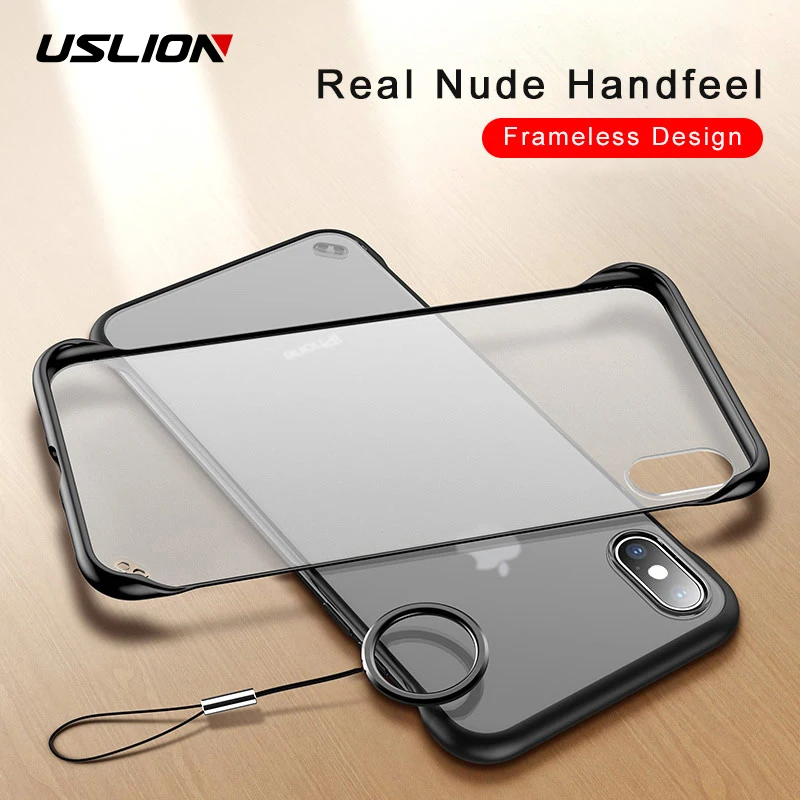 USLION Frameless Transparent Phone Case For iPhone X 7 6S 8 Plus Cover XS Max XR 11 Pro Max With Finger Ring Holder Stand Cases USLION Frameless Transparent Phone Case For iPhone X 7 6S 8 Plus Cover XS Max XR 11 Pro Max With Finger Ring Holder Stand Cases
