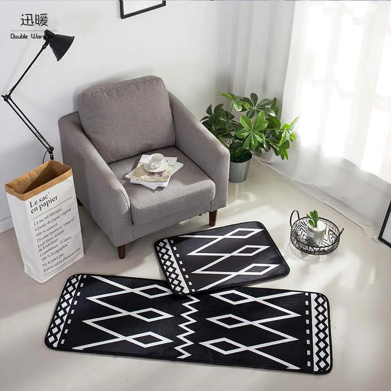Buy Artistic Floor Mats for Home Kitchen Entrance Rug Indoor Black and white