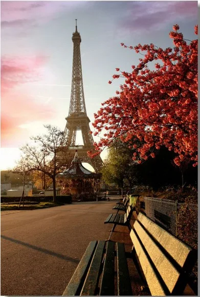 Бесплатная доставка обои под заказ с рисунком Эйфелевой башни для спальни мода