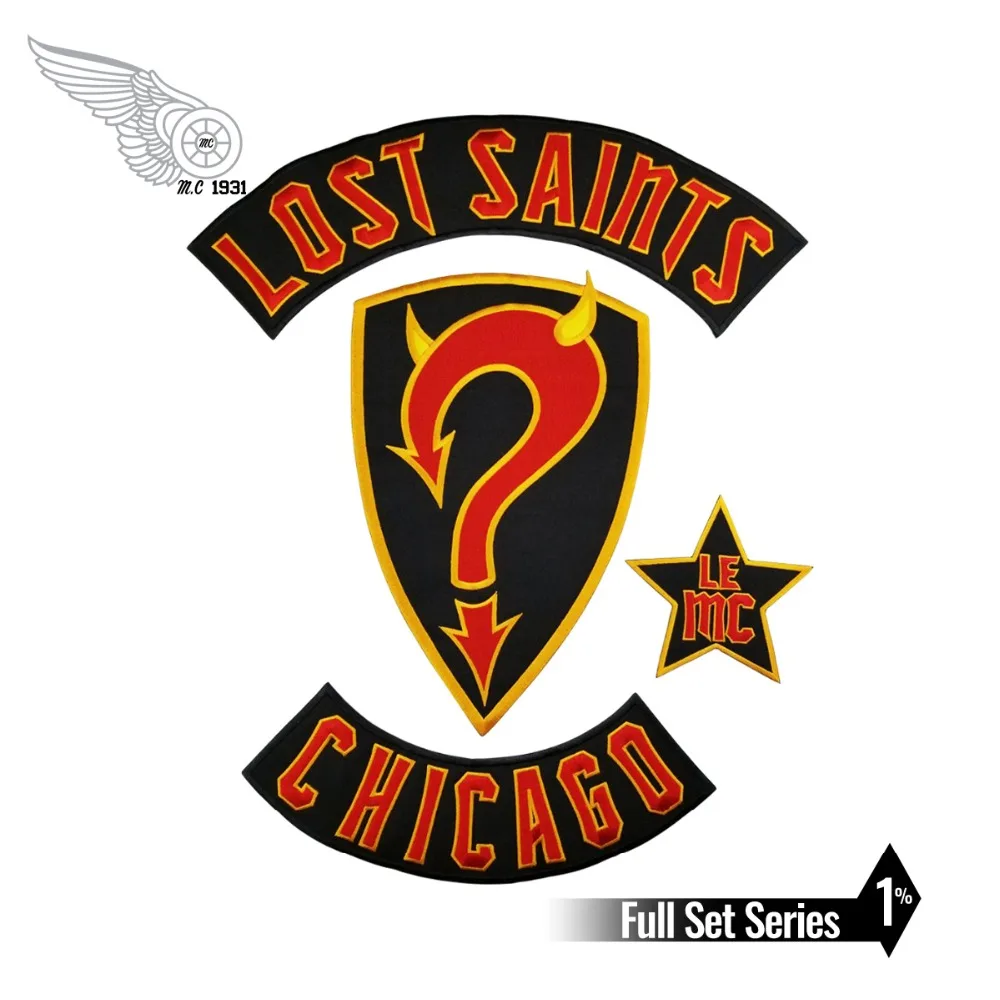 

Red devil lost saints mc rocker patch embroidery full back size patches for jacket rion on transfer backing