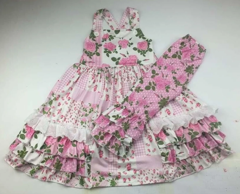 

Kids Girl Dress Pink Flower Lace Princess Set Summer Kids Outfit