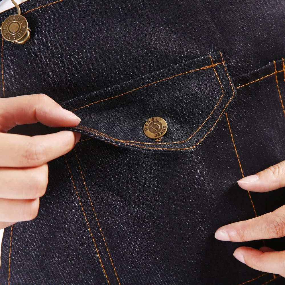 Fashion black Denim Apron for Chef kitchen Apron for woman men with Tool Pockets BBQ Adjustable M to XXL