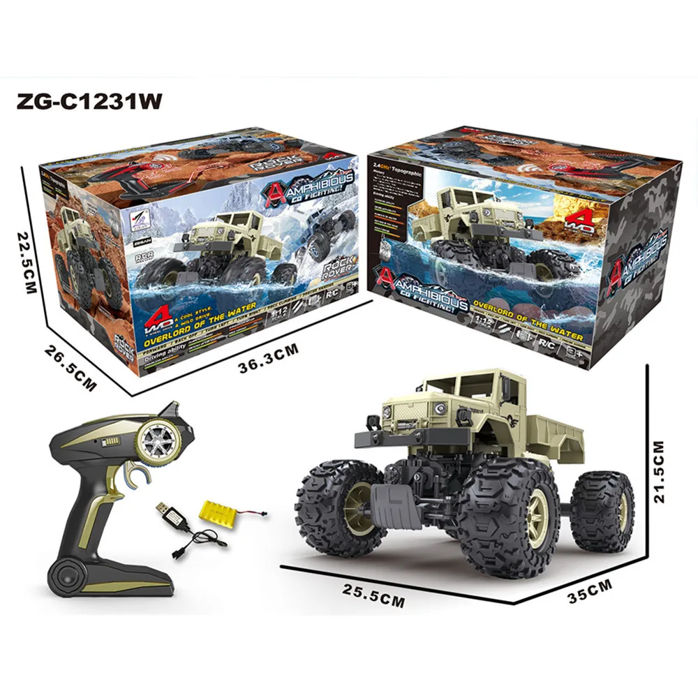Водонепроницаемый дизайн RC автомобили 1/12 Гусеничный пустынный грузовик