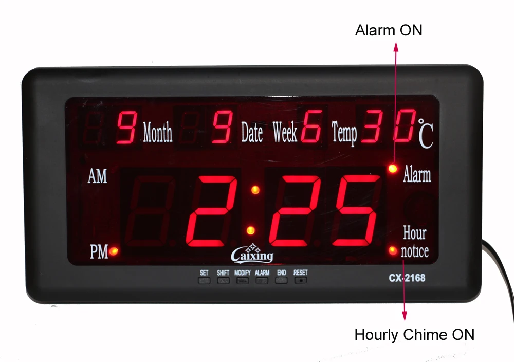 Электронный светодиодный цифровой будильник часы, настенные часы большой дисплей Температура Календарь Дата Неделя выкидывание подставка для настольного размещения