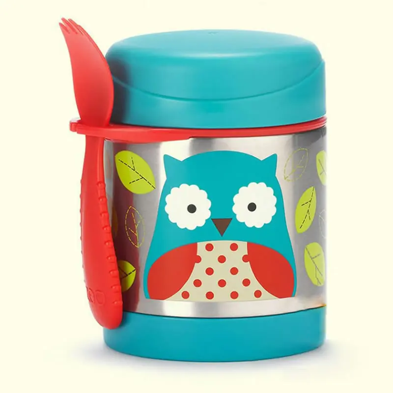 

Baby Stainless Steel Vacuum Tank Children Food Jar Vacuum Cup 325ml Cartoon Pattern with one Free Silicone Fork