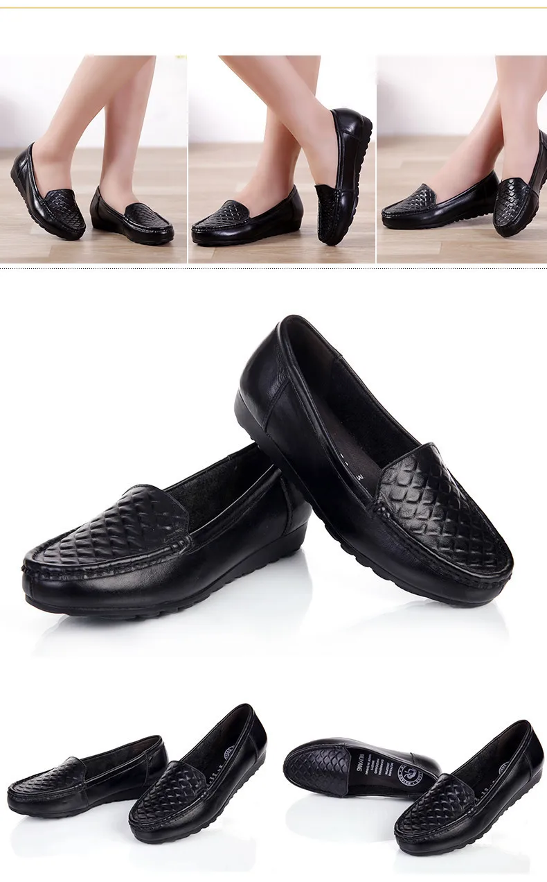 MUYANG MIE/ г. Новая модная женская обувь на плоской подошве женские туфли на плоской подошве из натуральной кожи, Женская Повседневная Рабочая обувь с круглым носком женская обувь
