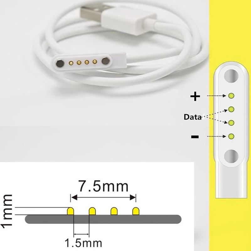 Магнитный зарядный кабель USB 2 0 с разъемом Папа 4 Pogo шнур для умных часов GT88 G3 KW18 Y3