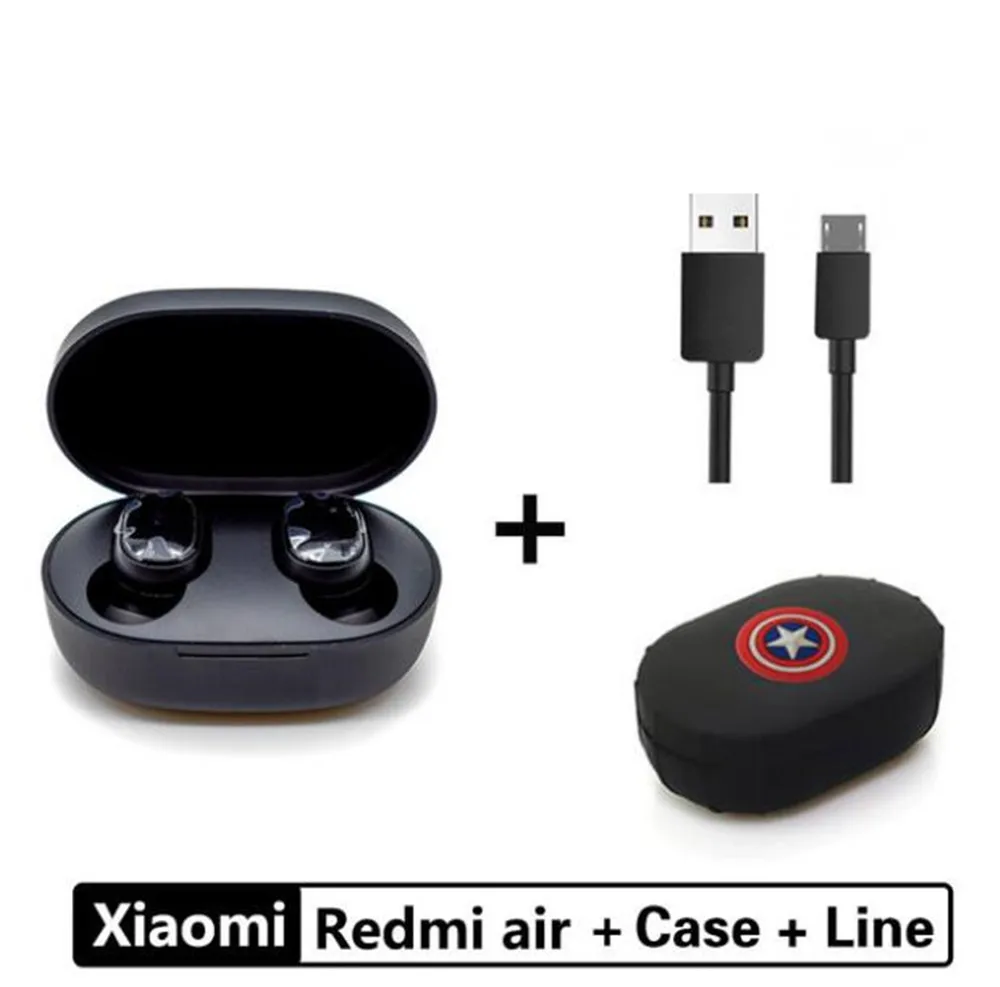 Оригинальные Xiaomi Redmi Airdots TWS Bluetooth 5,0 наушники беспроводные активные шумоподавления с микрофоном Handsfree AI управление - Цвет: add case and cable